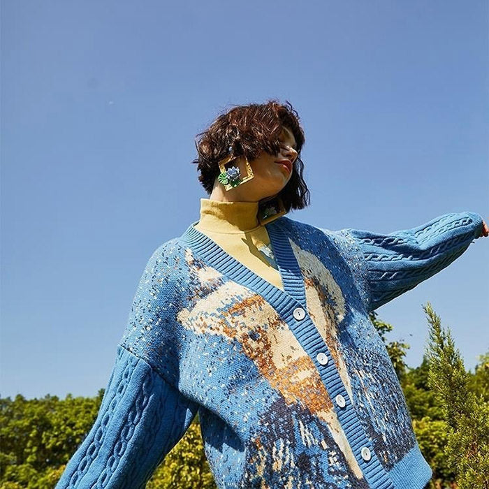 Van Gogh Self-Portrait Knit Cardigan