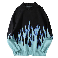 Suéter vintage con llamas azules
