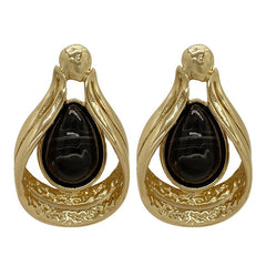 Pendientes vintage de piedra negra con estética