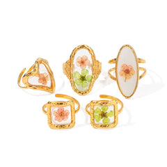 Vintage Dried Flowers Rings