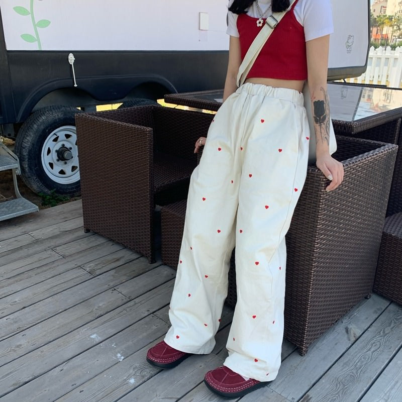 Vintage Red Hearts Pants