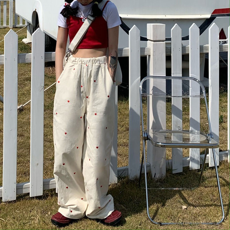 Vintage Red Hearts Pants