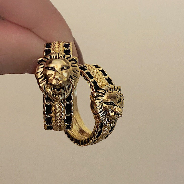 Vintage Style Lion Hoop Earrings