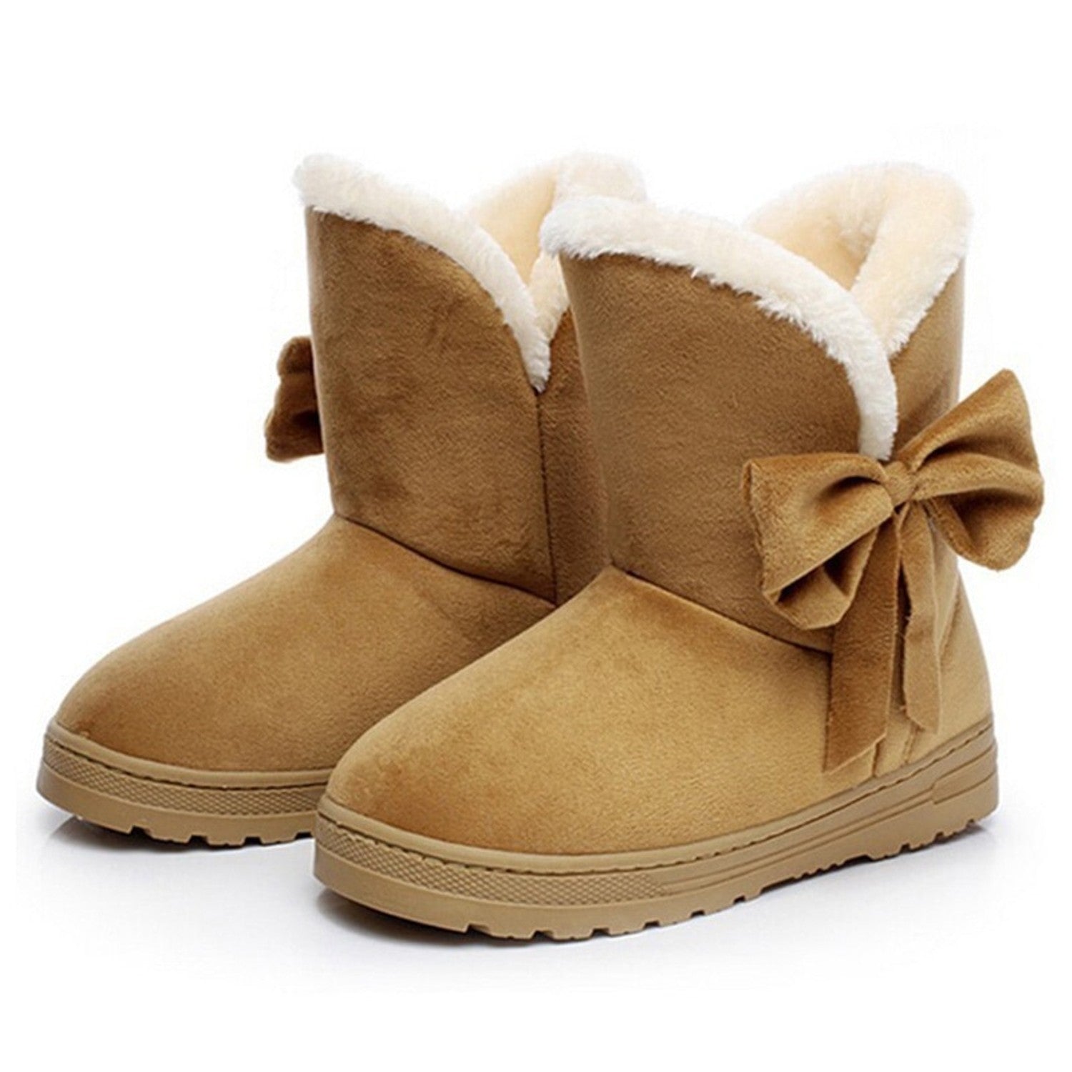 Botas de nieve de ante con lazos 