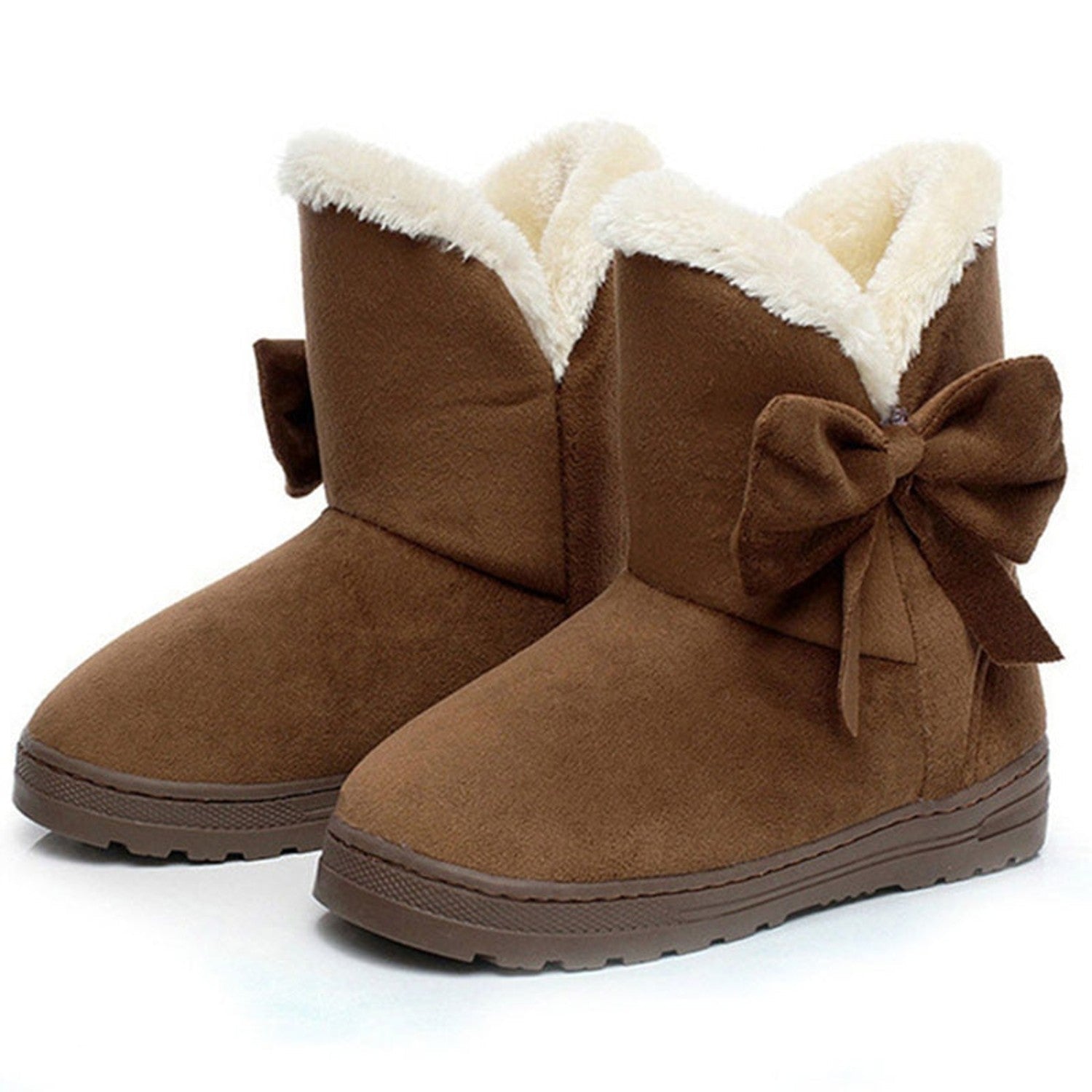 Botas de nieve de ante con lazos 