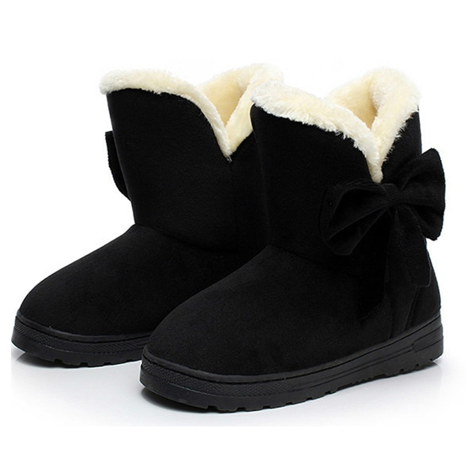 Botas de nieve de ante con lazos 