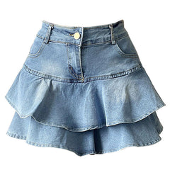 Y2K Denim Ruffled Skirt