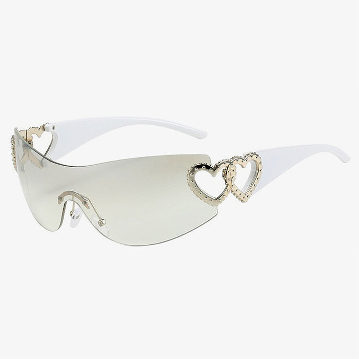 Gafas de sol con forma de corazón y diamantes de imitación Y2K