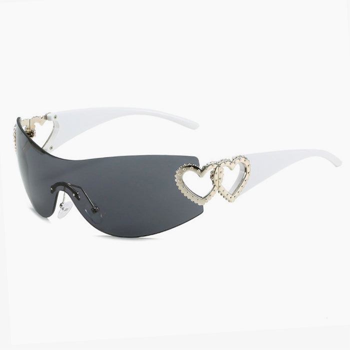 Gafas de sol con forma de corazón y diamantes de imitación Y2K