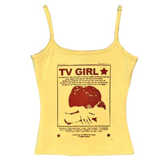 Camiseta sin mangas con estética Y2K de TV Girl