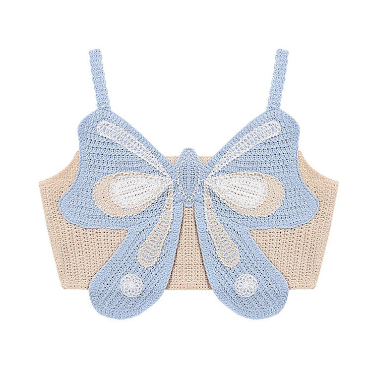 Top de crochet con mariposas de estética indie