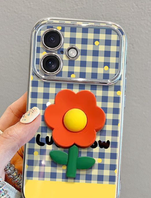 Plaid Framed Flower iPhone Case