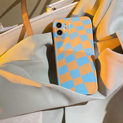 Yellow Blue Checker iPhone Case