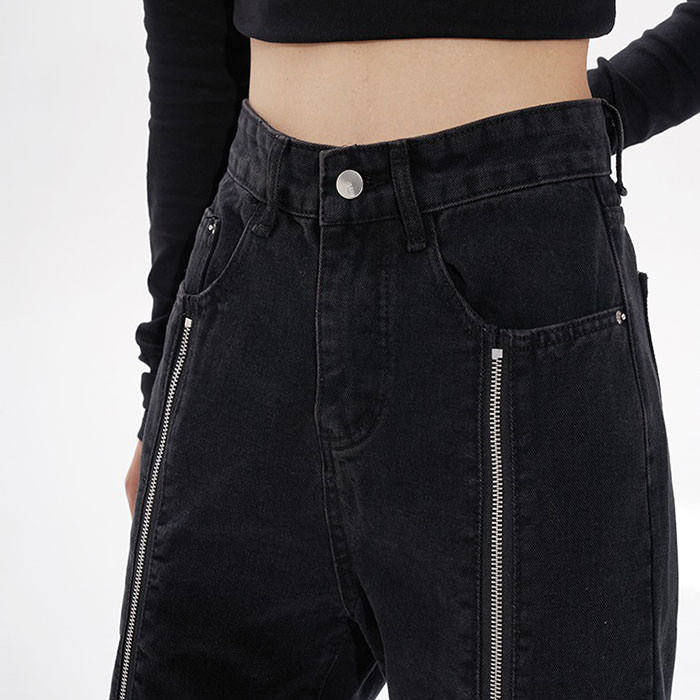 Zip Up Leg Grunge Jeans