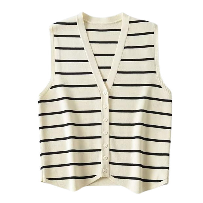 Like a French Striped Button Up Vest