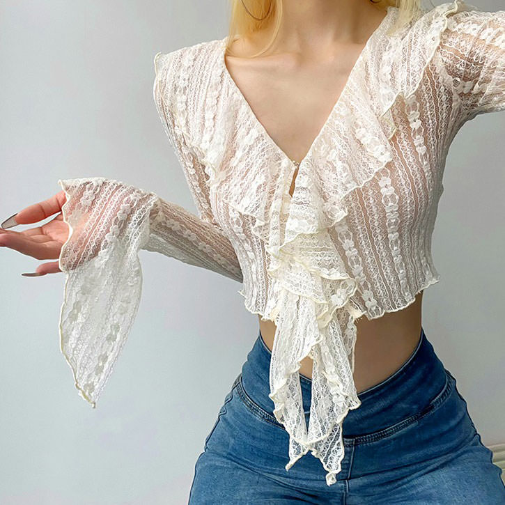 Portrait Mode Ruffle Lace Top