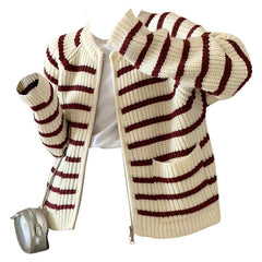 French Mood Striped Cardigan