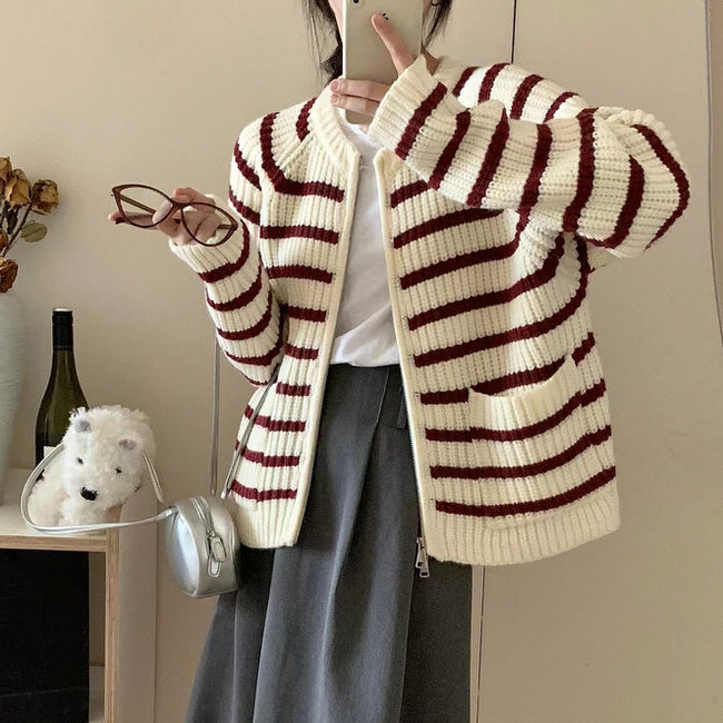 French Mood Striped Cardigan