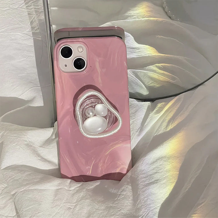 Funda estética para iPhone con diseño de concha y perla