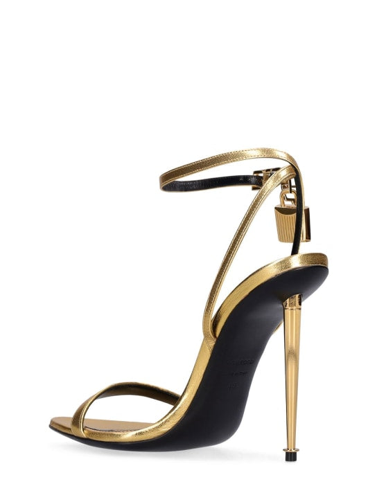 Narrow Strap Metal Ankle Sandals - Gold