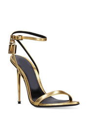 Narrow Strap Metal Ankle Sandals - Gold