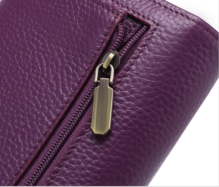Cartera larga de piel de vacuno con RFID