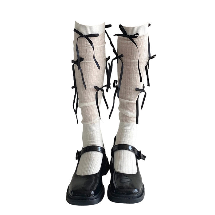 Calcetines altos con lazo Ballet Core