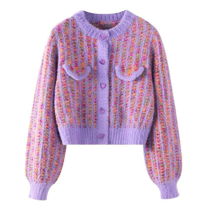 Barbiecore Knit Cropped Cardigan