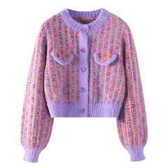 Barbiecore Knit Cropped Cardigan