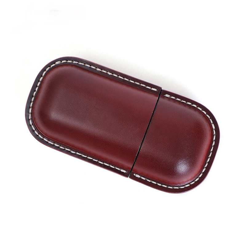 Vintage Handmade Leather Glass Case