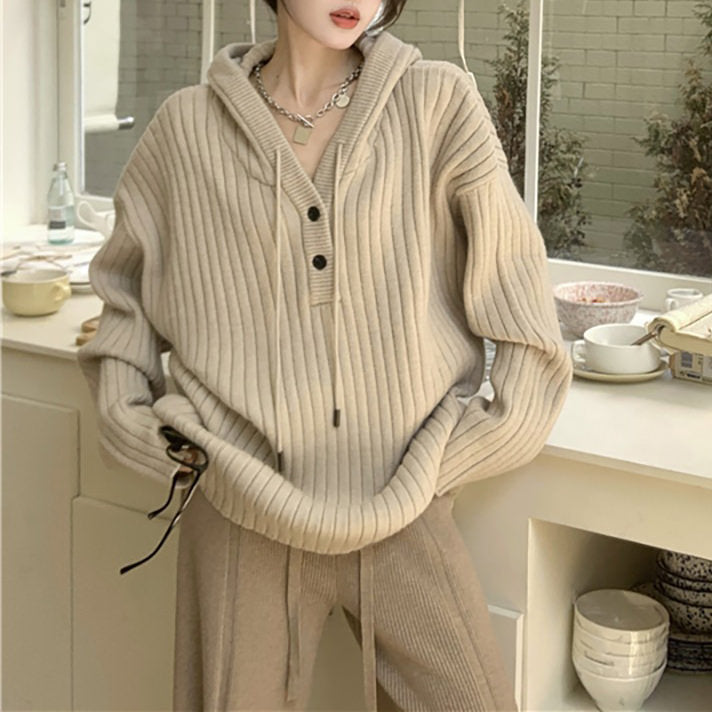 Strickhoodie in Karamell-Latte