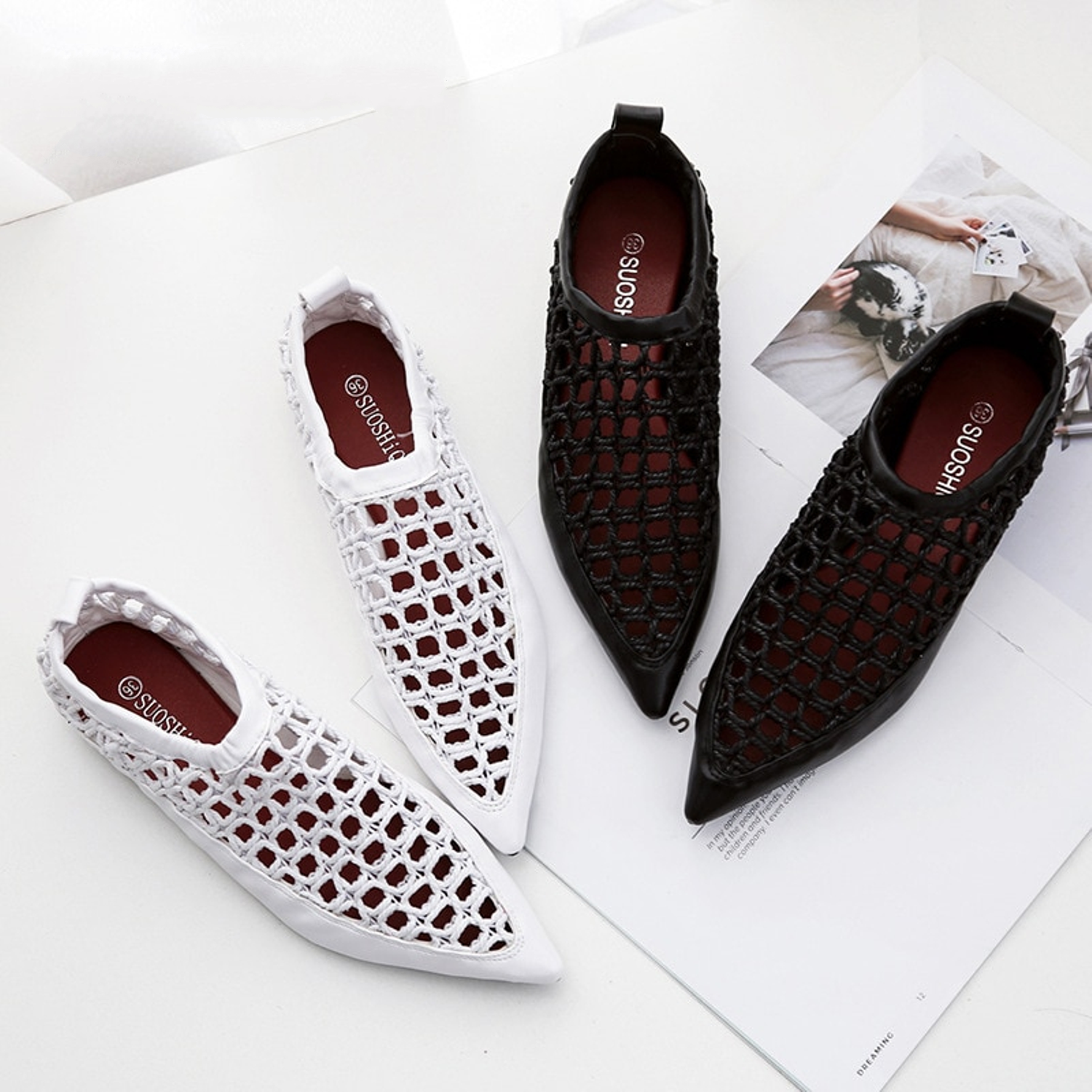 Breathable Rope Pointed Toe Loafers