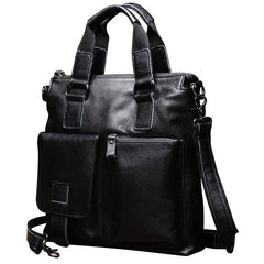 Black New Men Shoulder Leather Business Bag