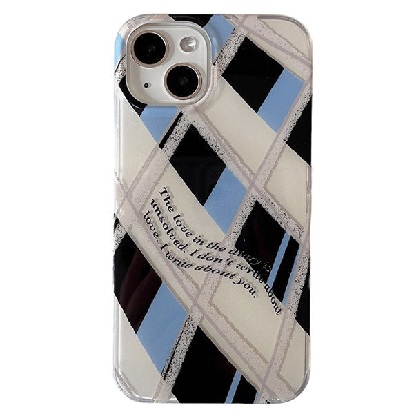 Funda para iPhone con diseño de rombos azul y negro