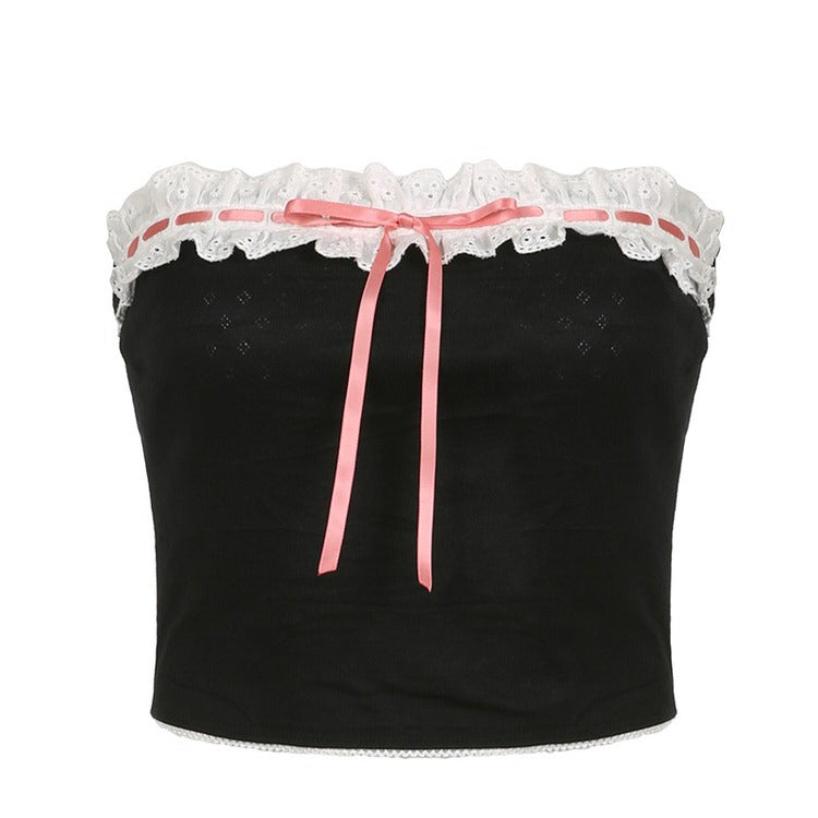 French Maid Ribbon Tube Top