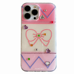 Funda para iPhone con lazo y diamantes de imitación