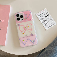 Funda para iPhone con lazo y diamantes de imitación