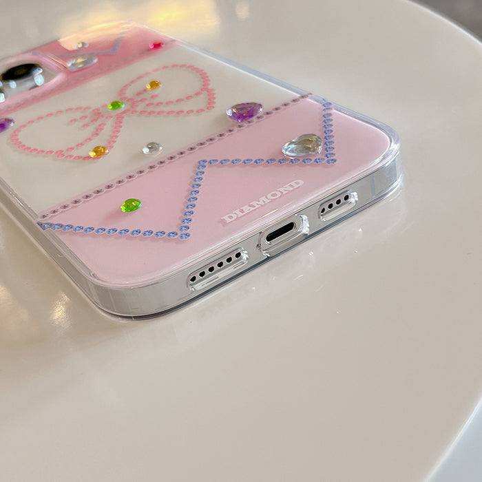 Funda para iPhone con lazo y diamantes de imitación