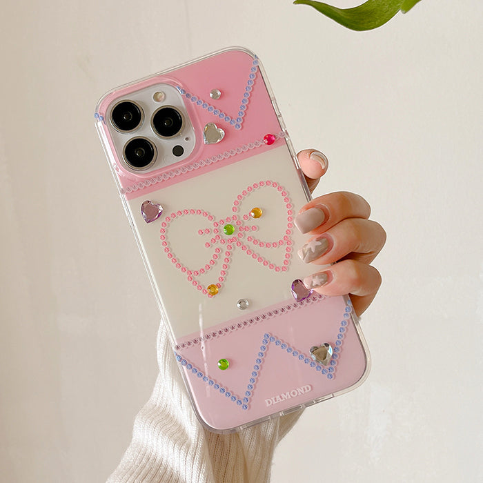 Funda para iPhone con lazo y diamantes de imitación