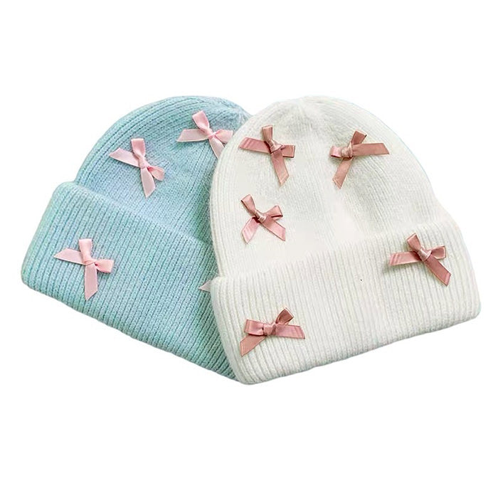 Gorro de lana con lazos suaves para niña