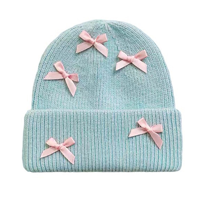 Gorro de lana con lazos suaves para niña