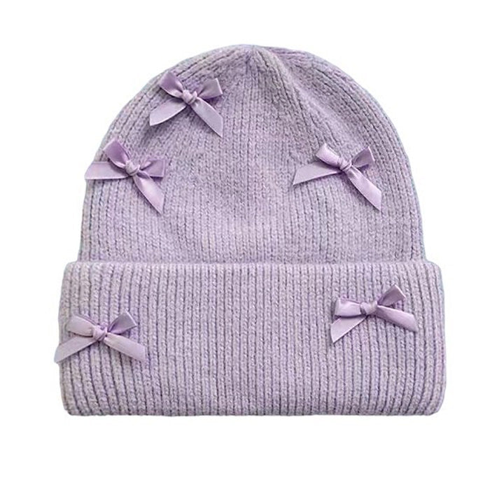 Gorro de lana con lazos suaves para niña