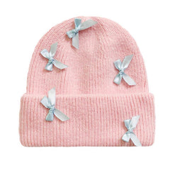 Gorro de lana con lazos suaves para niña