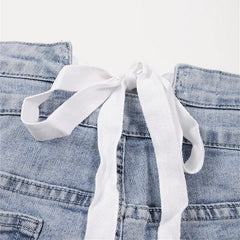 Permanent Vacation Bow Tie Denim Shorts