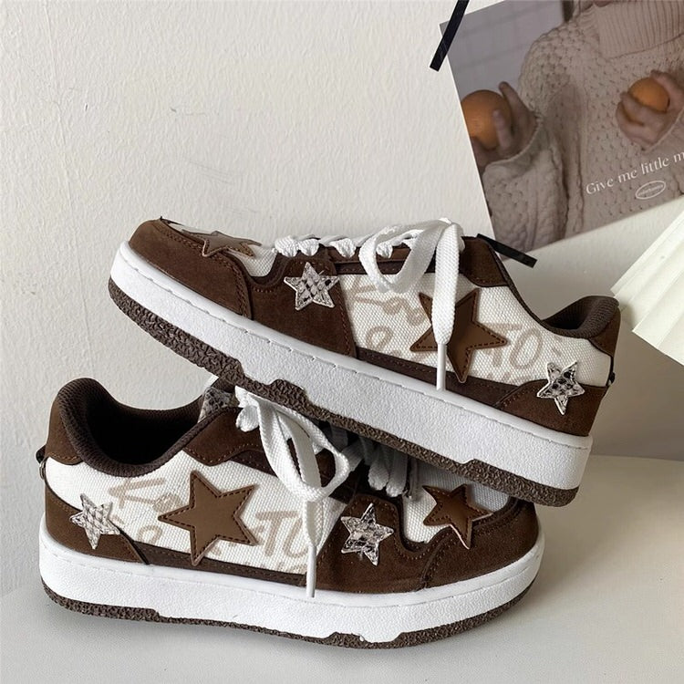 Brown Star Aesthetic Sneakers