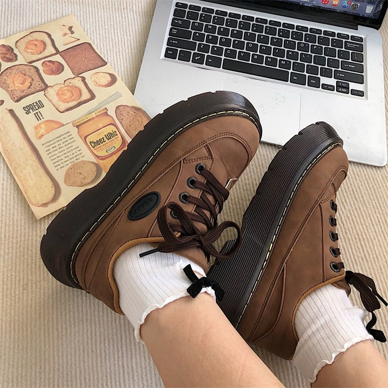 Brown Aesthetic Platform Oxford Shoes