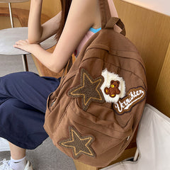 Mochila con estrella de oso marrón