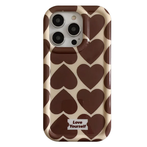 Funda para iPhone con corazón marrón