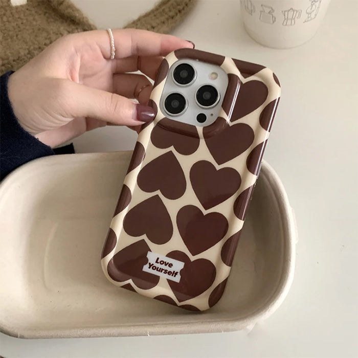 Funda para iPhone con corazón marrón