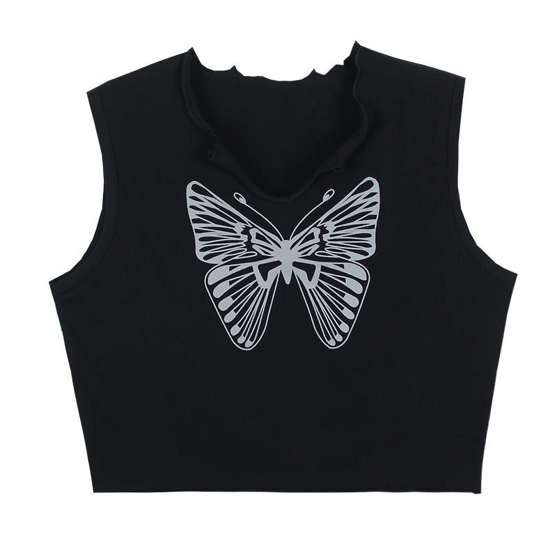 Camiseta corta con mariposas de Downtown Girl